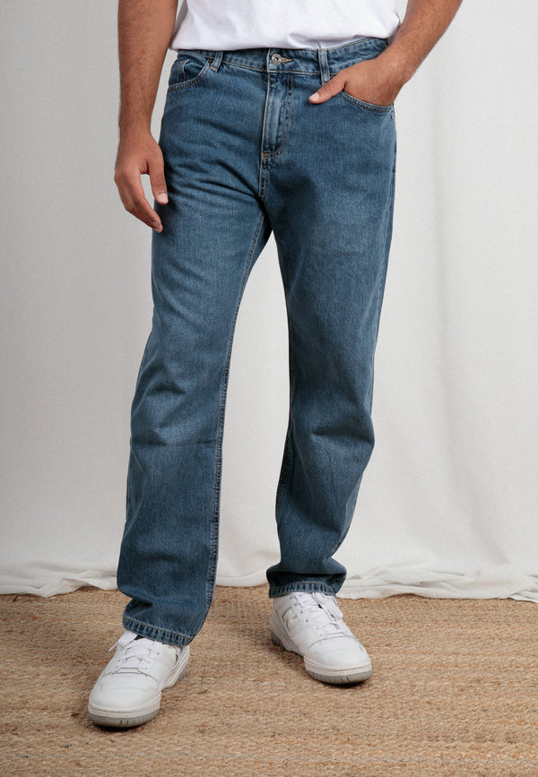 Nachhaltige Straight Fit Herrenjeans aus 100% Bio-Denim in Mid Indigo
