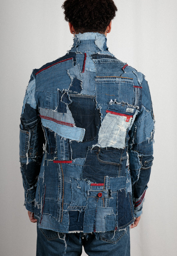 Handgefertigte Upcycling Designer-Jacke für Herren | Nachhaltiges Modestatement aus alten Jeans