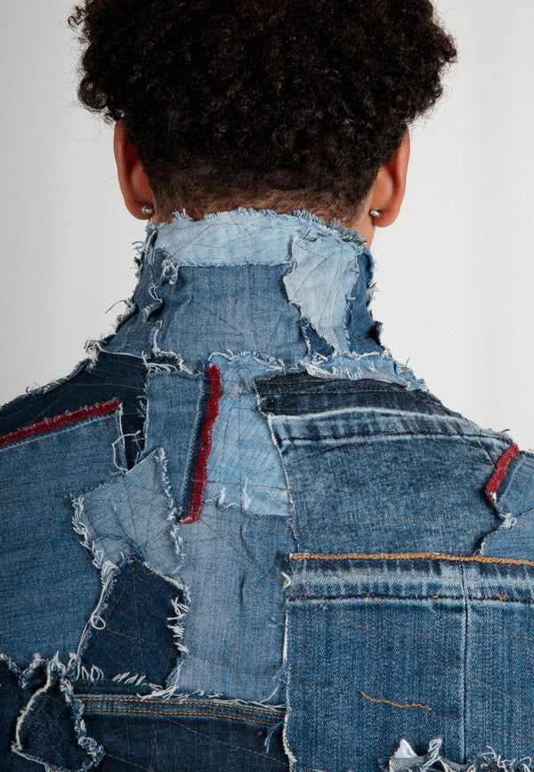 Handgefertigte Upcycling Designer-Jacke für Herren | Nachhaltiges Modestatement aus alten Jeans