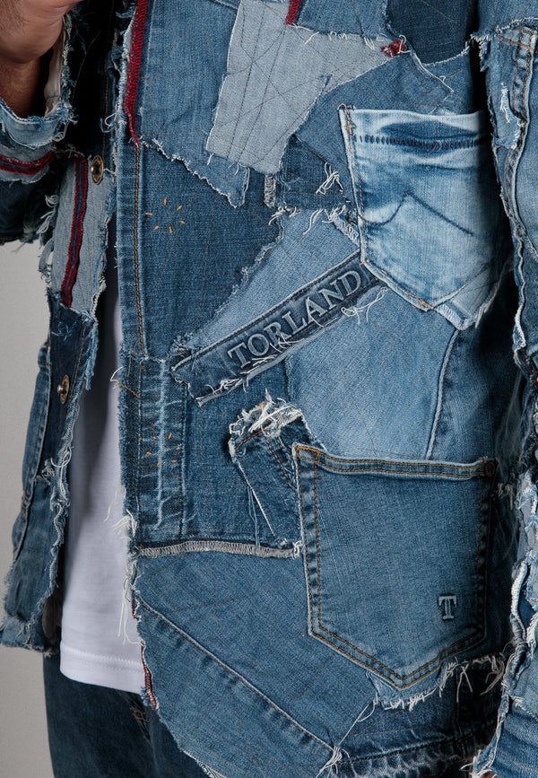 Handgefertigte Upcycling Designer-Jacke für Herren | Nachhaltiges Modestatement aus alten Jeans