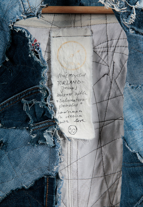 Handgefertigte Upcycling Designer-Jacke für Herren | Nachhaltiges Modestatement aus alten Jeans